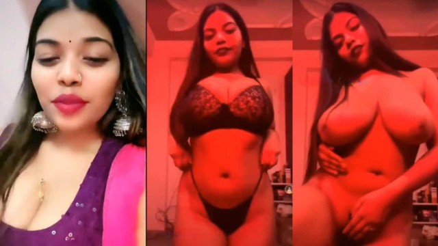 Desi Sex Bhabhi Malaika Huge Boobs Striptease XXX Big Boobs Show & Masturbating Live on Tango