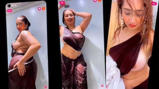 Aditi Mistry Nude Red Saree Full Nude Nipples Visible in Shower Latest Live Video