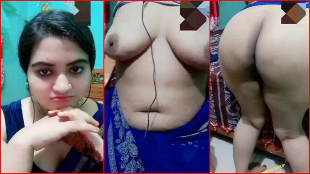 Bangla Girl Ruposhi Rupsha Blue Saree Strip and Full Show